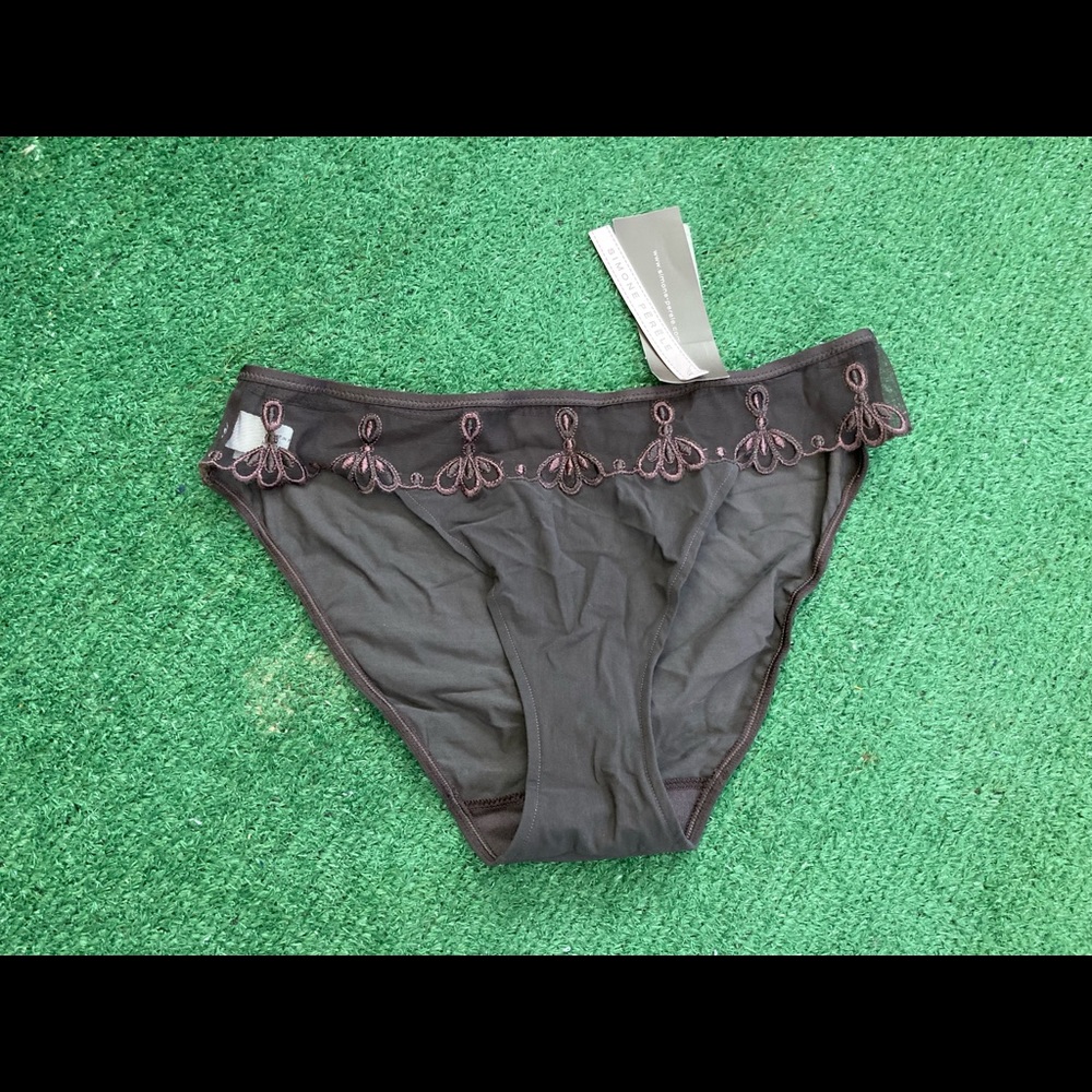 Medium NWT Women’s La Perla Italy designer high-cut panty lace brown chocolate